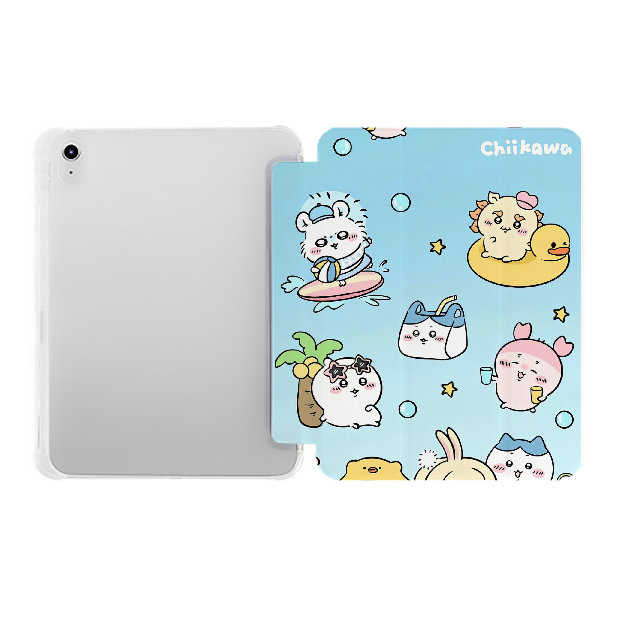 （画像用） ちいかわ Chii-kawa IPad ケース ペン収納付き 三つ折りスタンド PUレザー×シリコン 対応機種9.5/10.5/10.9インチ